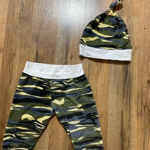 Two piece camo hat and pants set